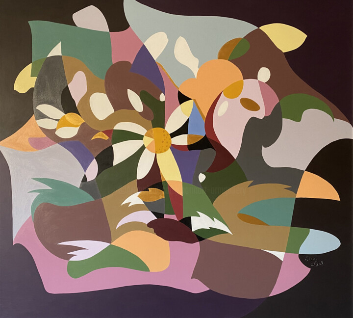 Fragmented Bloom 绘画, 35.4x39.4 in
