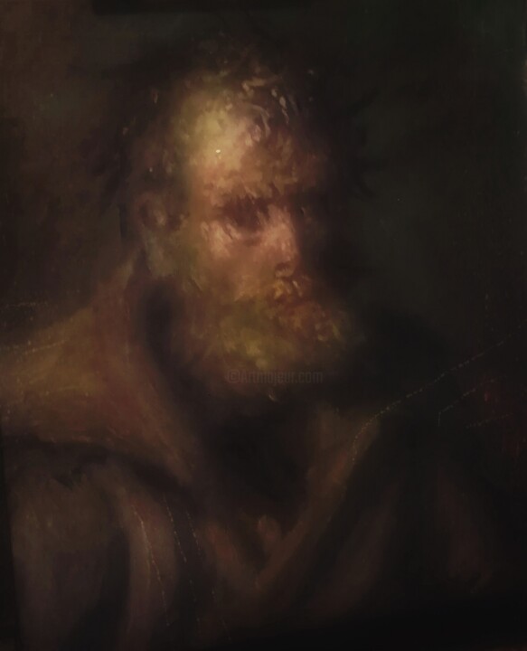 Portrait of a Shy Man Malarstwo, 16,9x13,8 in