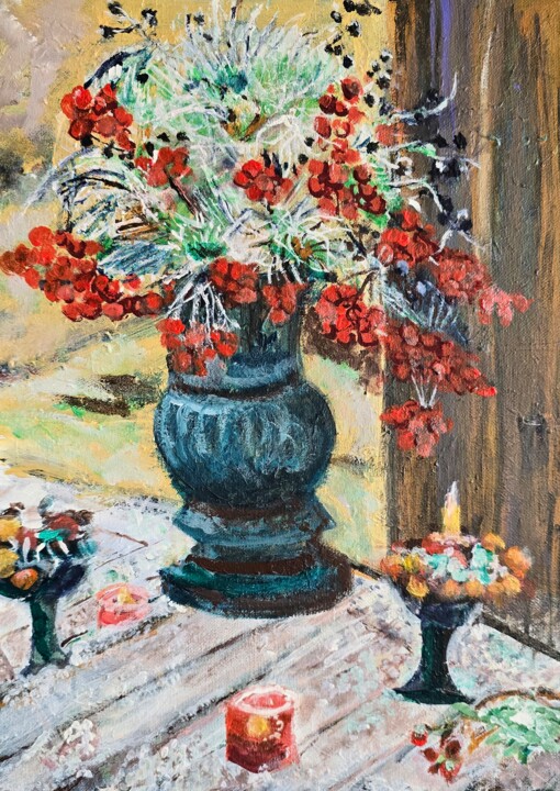 Obraz akrylowy pt. Jarzebina 绘画, 15.8x11.8 in