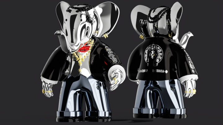 Babolex chrome hearts 雕塑, 27.6x11.8 in