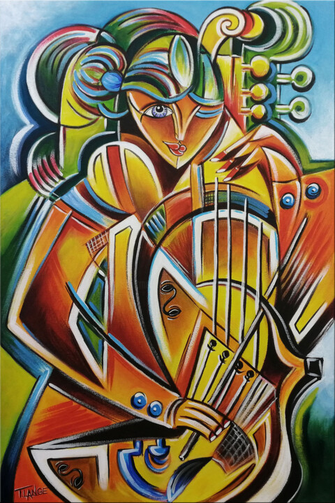 Musical Woman #M323 绘画, 23.6x15.8 in