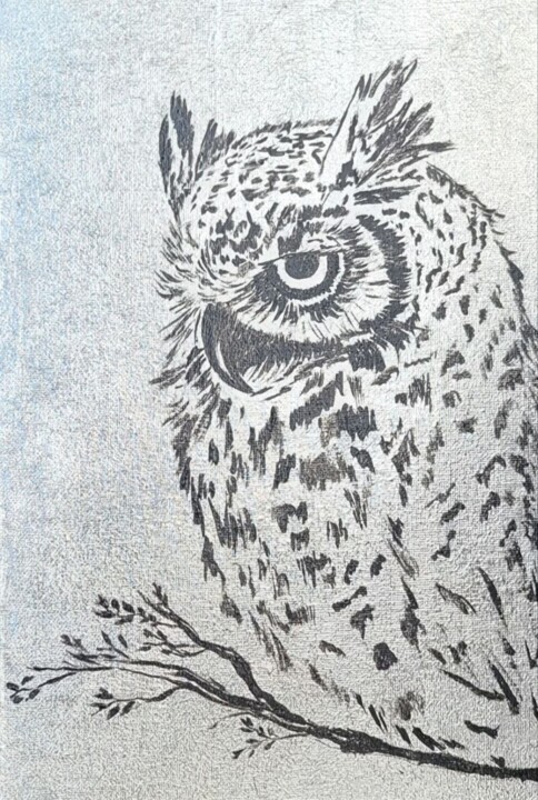 Сова на потали 绘画, 11.8x7.9 in