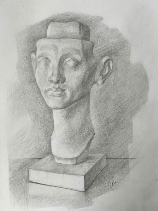 Drawing titled "Nefertiti" by Ilsy Khaff, Original Artwork, Pencil