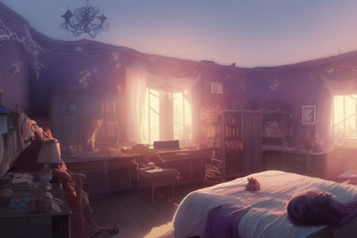 Chambre avec l'Aube à travers les Fenêtres 数字艺术