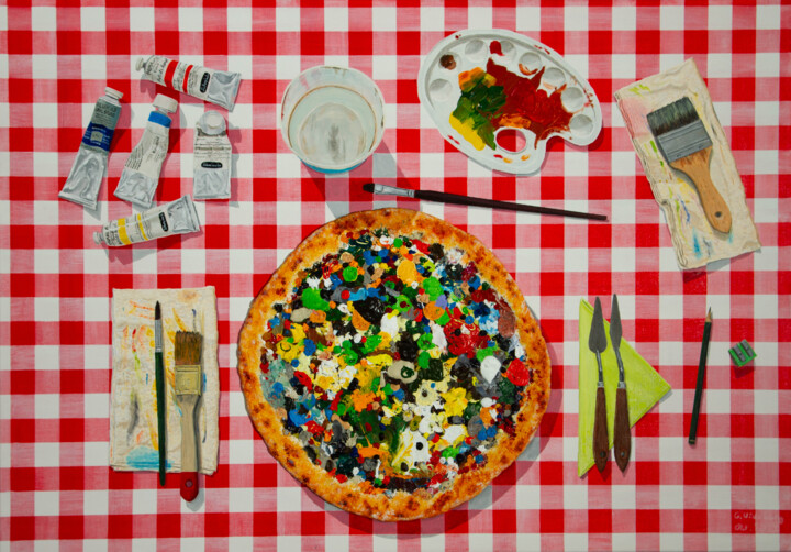 Pizza a Colori 绘画, 27.6x39.4 in
