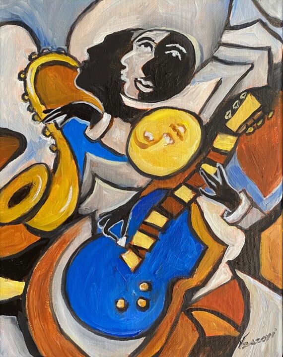 Blue Guitar 3 Tablo, 10x8 in