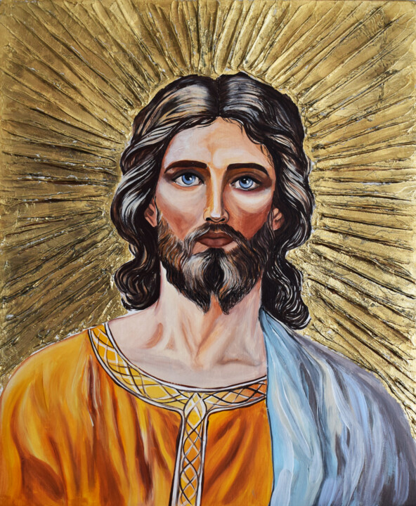 Jesus Christus Pantokrator 绘画, 19.7x15.8 in