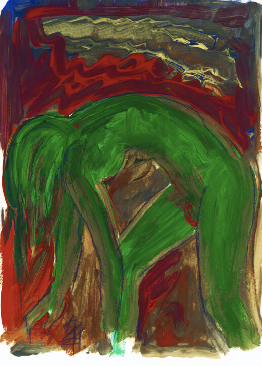 Akt in Bewegung. 绘画, 8.3x5.9 in