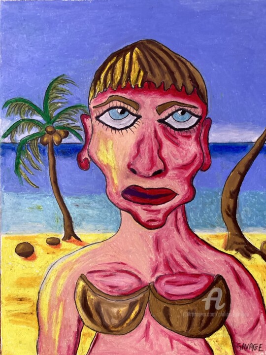Painting titled "L ÎLE DE COCO" by Philippe Savage, Original Artwork, Pastel