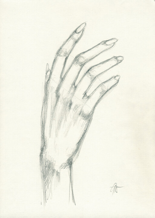 Studienblatt Hand. Resim, 11,6x8,3 in