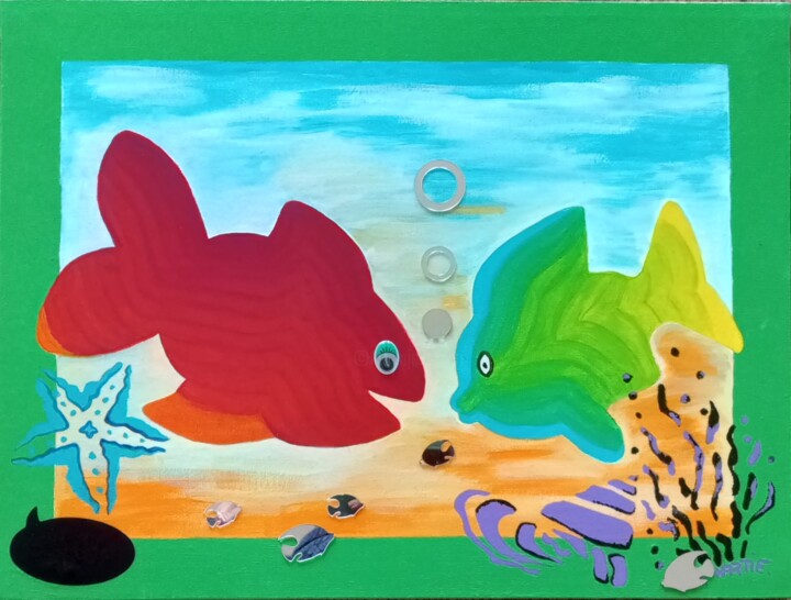 Rencontre Aquatique 绘画, 11.8x15.8 in