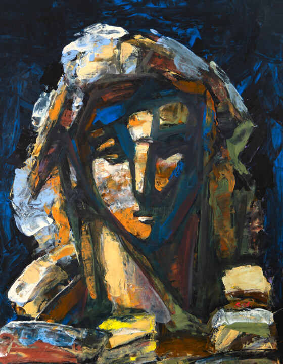 Из серии "Лица". Без названия 2. 绘画, 35.4x27.6 in
