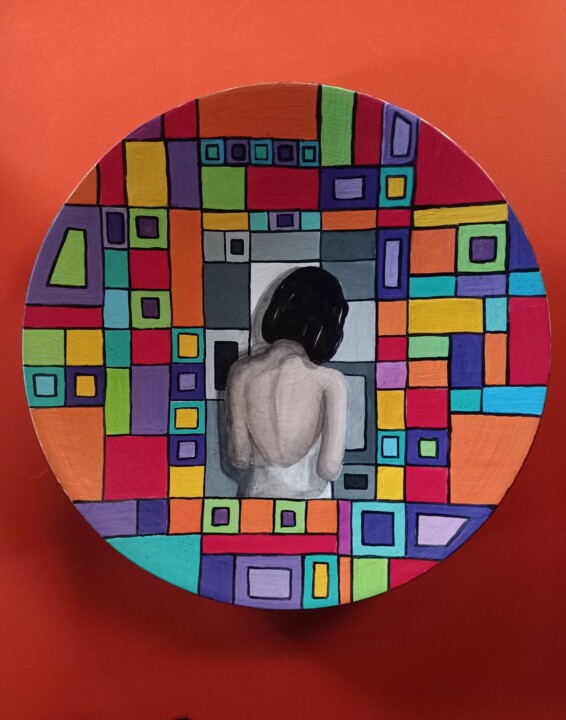 Painting titled "Ritratto di donna 2" by Antonella Preti, Original Artwork, Acrylic