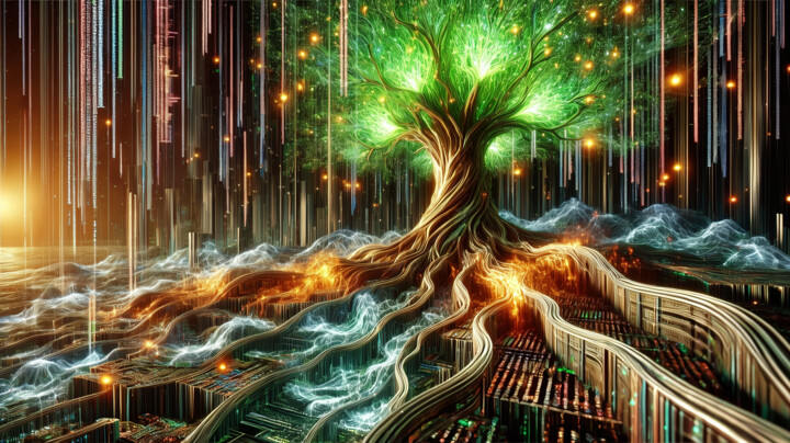 数字艺术 标题为“Yggdrasil of the Al…” 由Alberto Capitani, 原创艺术品, AI生成的图像