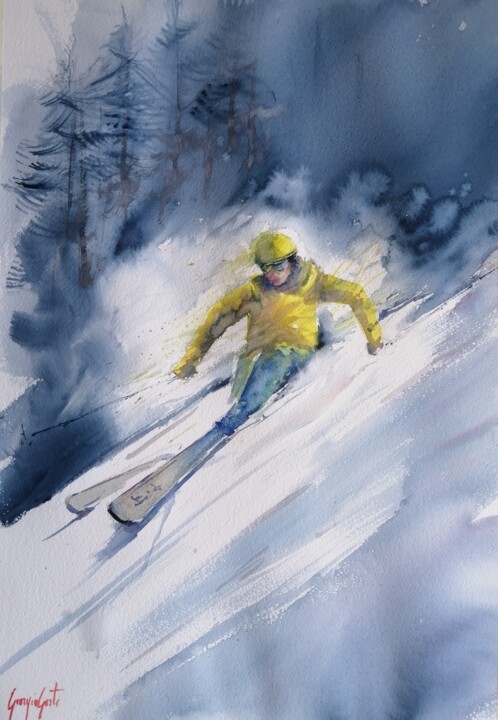 the skier 11 绘画, 20.9x13.8 in