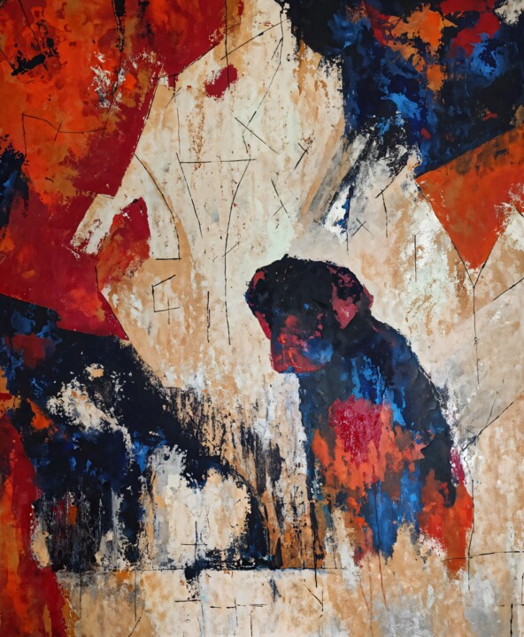 Painting titled "Верное сердце" by Irina Moiseeva, Original Artwork, Acrylic Mounted on Wood Stretcher frame