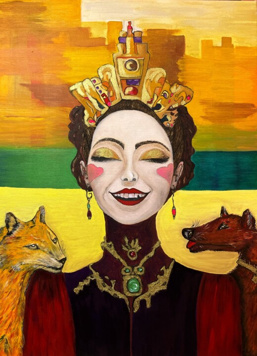 绘画 标题为“Queen of Joy” 由Helen Spoon, 原创艺术品, 油 安装在木板上