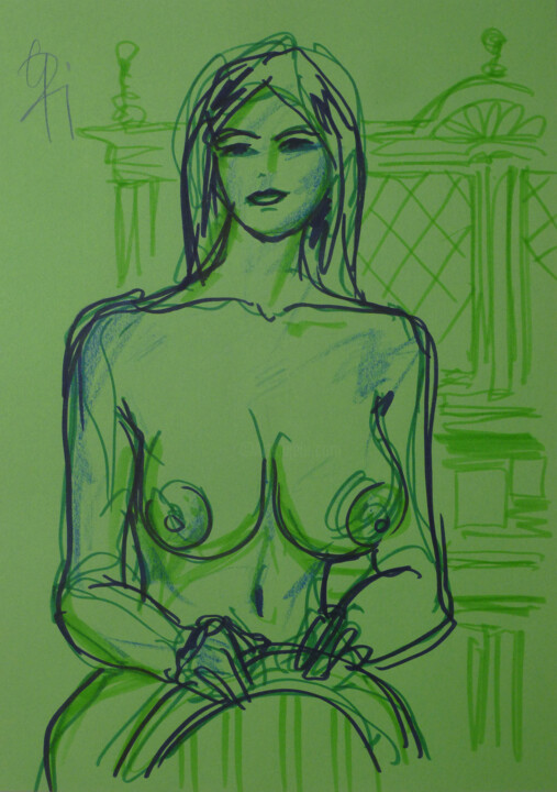 Grüner Salon. 图画, 13.4x9.5 in