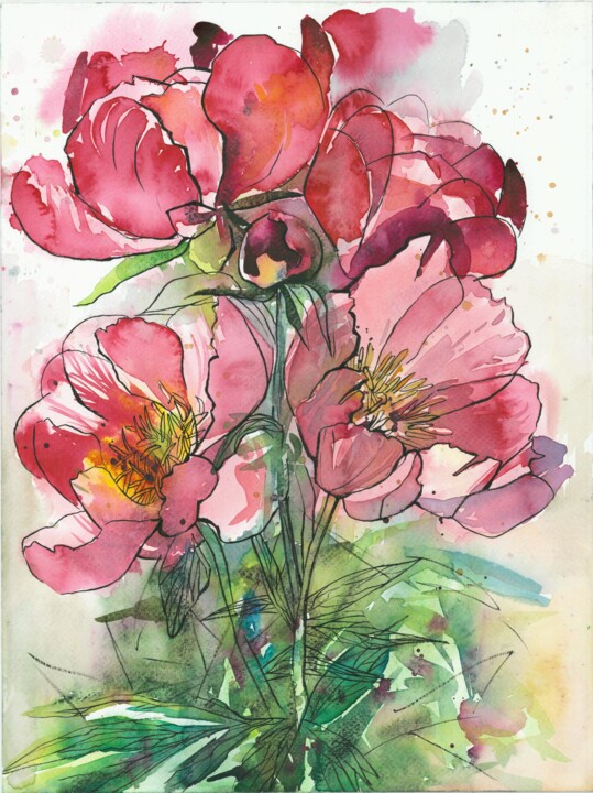 Blooming Grace Schilderij, 15,9x13,6 in