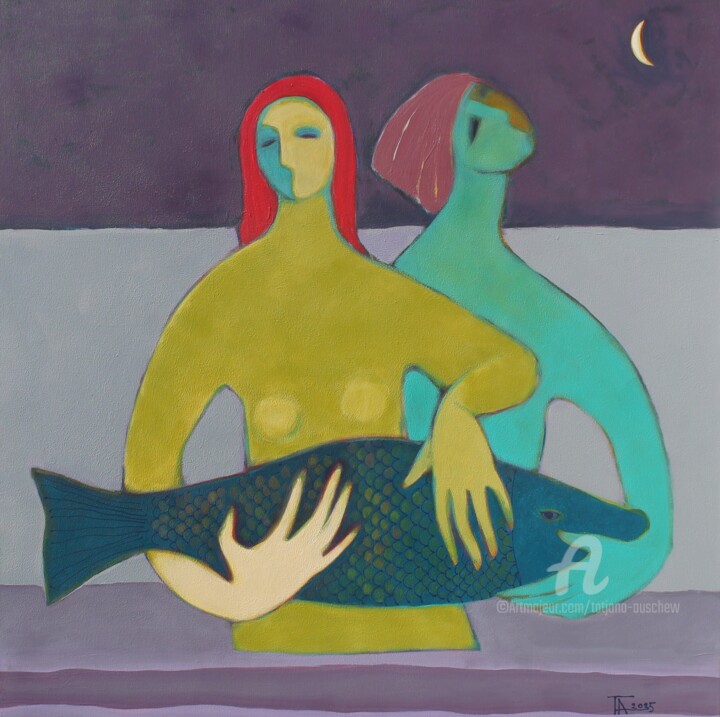 Abnehmender Mond. Tablo, 39,4x39,4 in