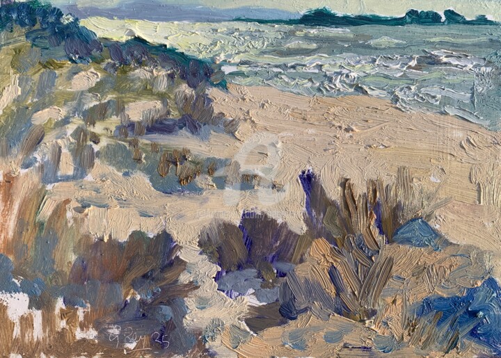 Painting titled "Winter Light, Sand…" by Georgina Rey, Original Artwork, Oil