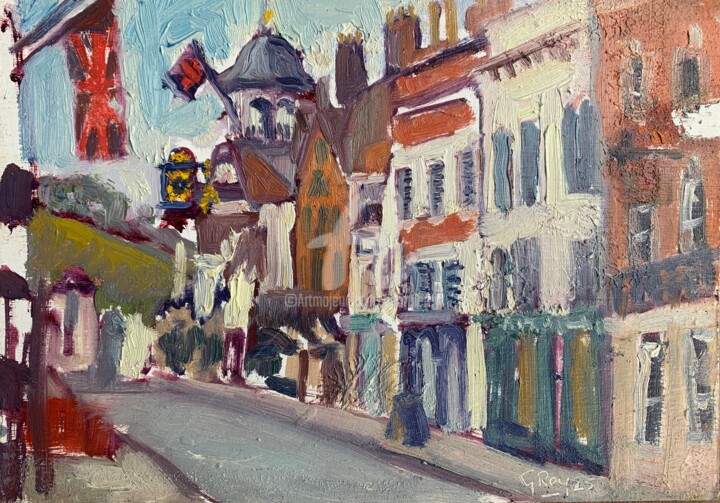Painting titled "Guildford High Stre…" by Georgina Rey, Original Artwork, Oil
