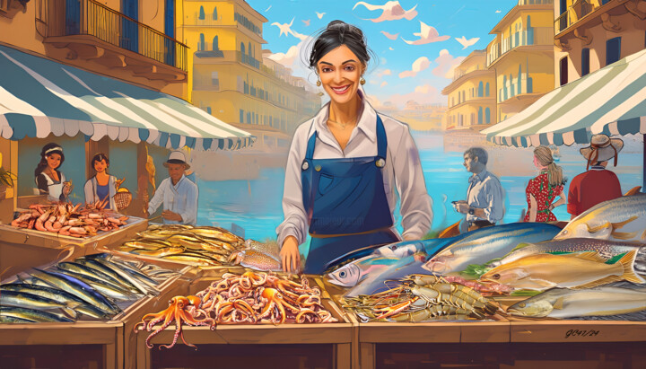 La pescivendola 디지털 아트, 15.8x23.6 in