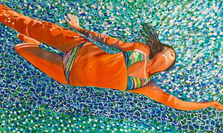 Swimmer / 126 x 75 cm 絵画, 29.5x49.6 in