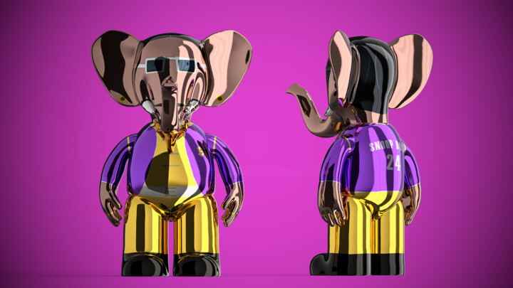 Babolex Snoop dogg chrome art toy 雕塑, 19.7x7.9 in