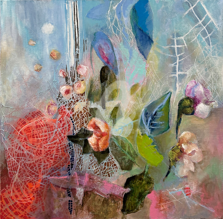 Peinture intitulée "Czerwona cisza" par Anna Lupa-Suchy, Œuvre d'art originale, Huile