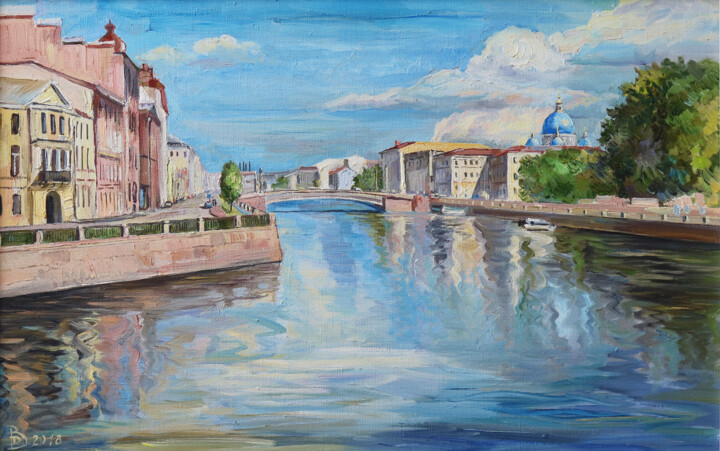 Painting titled "Май на Фонтанке. Тр…" by Dmitry Veltishchev, Original Artwork, Oil