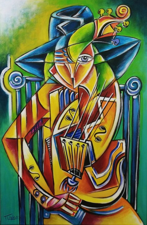 Musical Woman #M324 绘画, 23.6x15.8 in