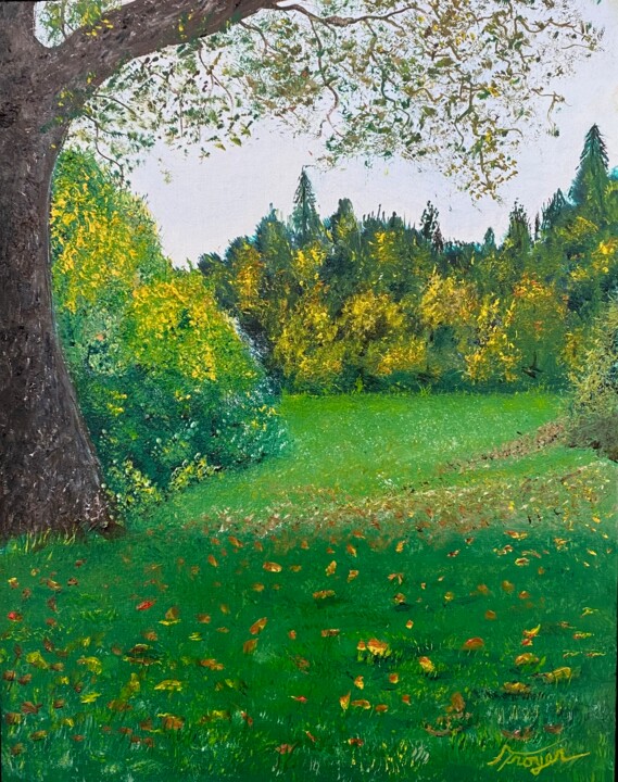 Painting titled ""Fall At Leapers Fo…" by Andrew Troyer, Jr, Original Artwork, Oil Mounted on Other rigid panel