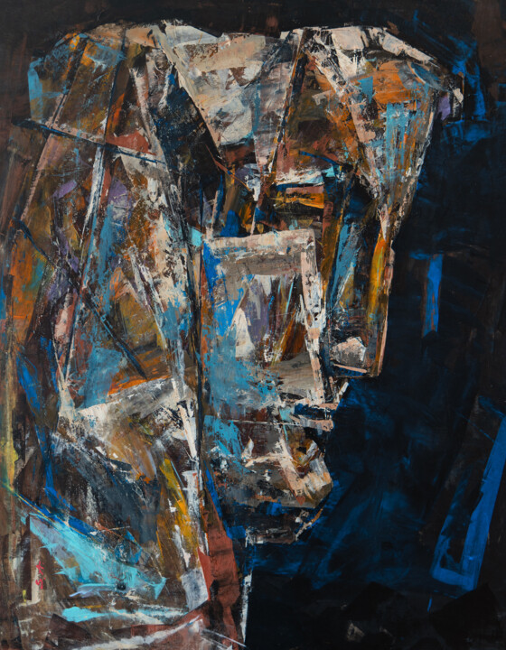 Из серии "Лица". Без названия 3. 绘画, 35.4x27.6 in