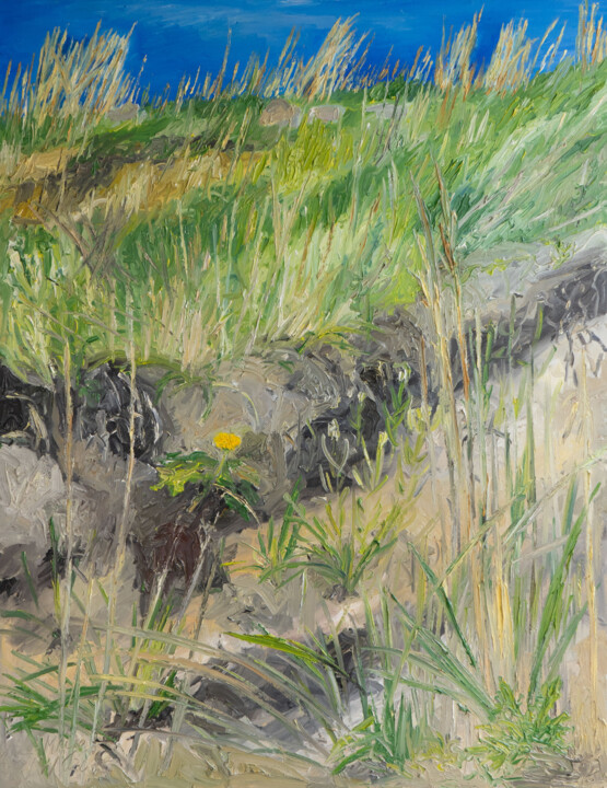 Gelber Huflattich an der Steilküste/ Ærø Painting, 35.4x27.6 in