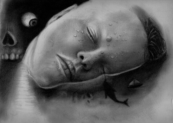 Surreal Sleep: A Graphite Exploration of Dreams and Death 图画, 9.5x13 in