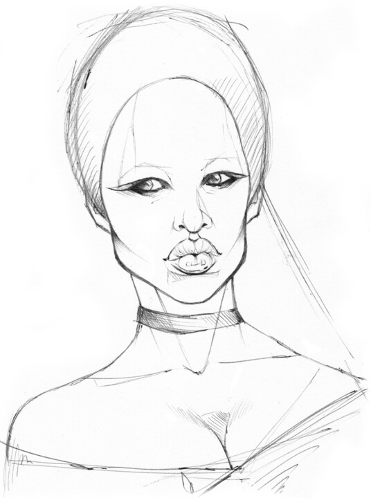 Donna elegante 图画, 11.7x8.3 in