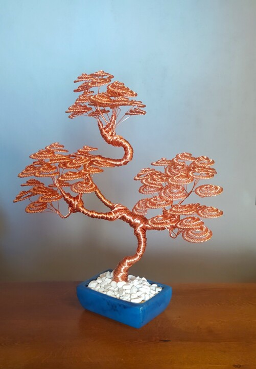 Blue Bonzaï Origin Sculpture, 11.8x11 in