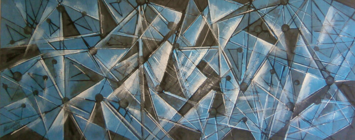 Abstrato cubista M23 绘画, 23.6x55.1 in