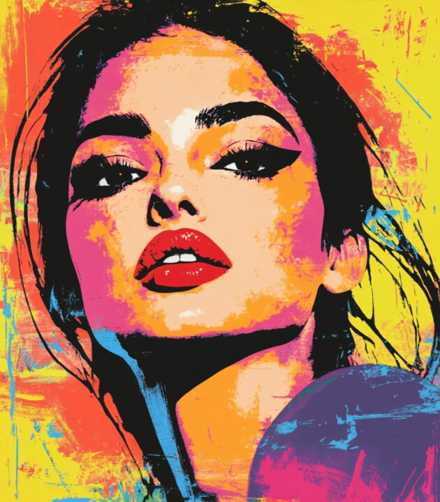 Painting titled "SPRING FACE POPART" by Claudia Sauter (Poptonicart), Original Artwork, Acrylic