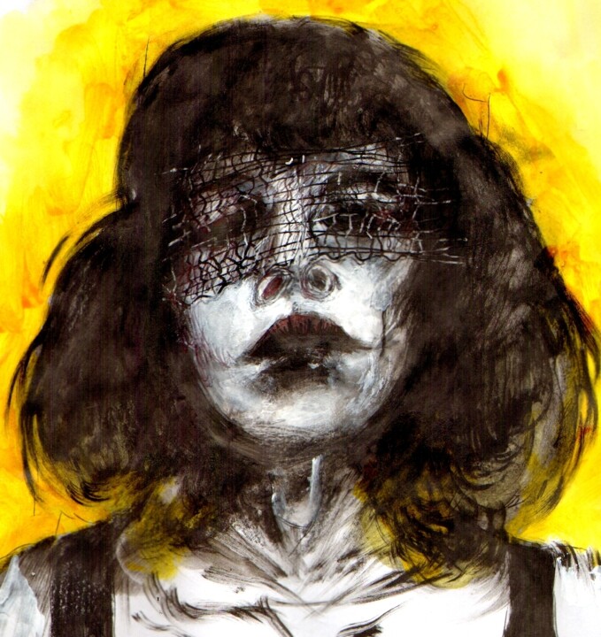 图画 标题为“Portrait de Florenc…” 由Dominique Leblanc, 原创艺术品, 墨