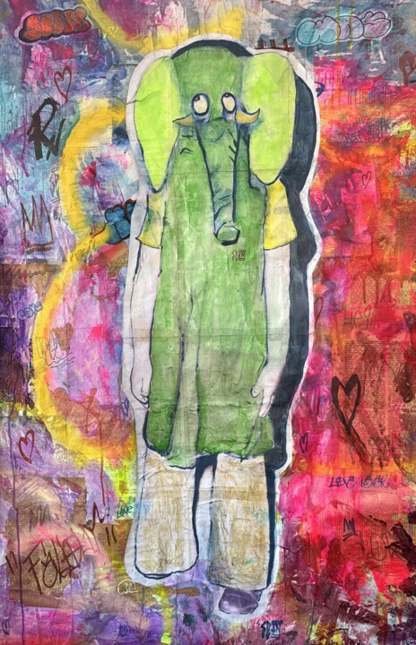 "Man-cub (selfportrait)" 绘画, 53.9x34.7 in