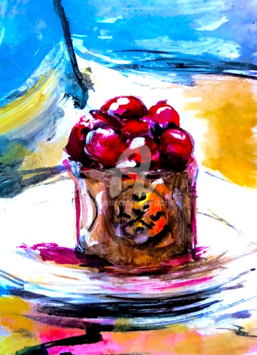 Painting titled "Afternoon Coffee" by Nicole Cecil B, Original Artwork, Acrylic