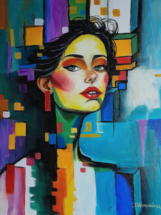 Painting titled "Entre formas e sent…" by Ildemarina Rodrigo, Original Artwork, Acrylic