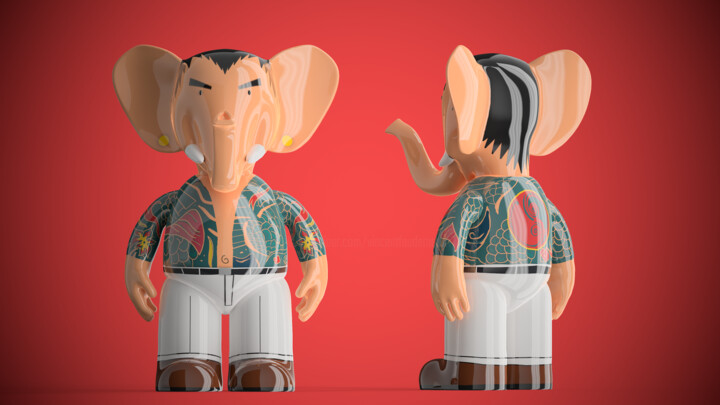 Babolex yakuza classic collection japanese art toy 雕塑, 19.7x7.9 in