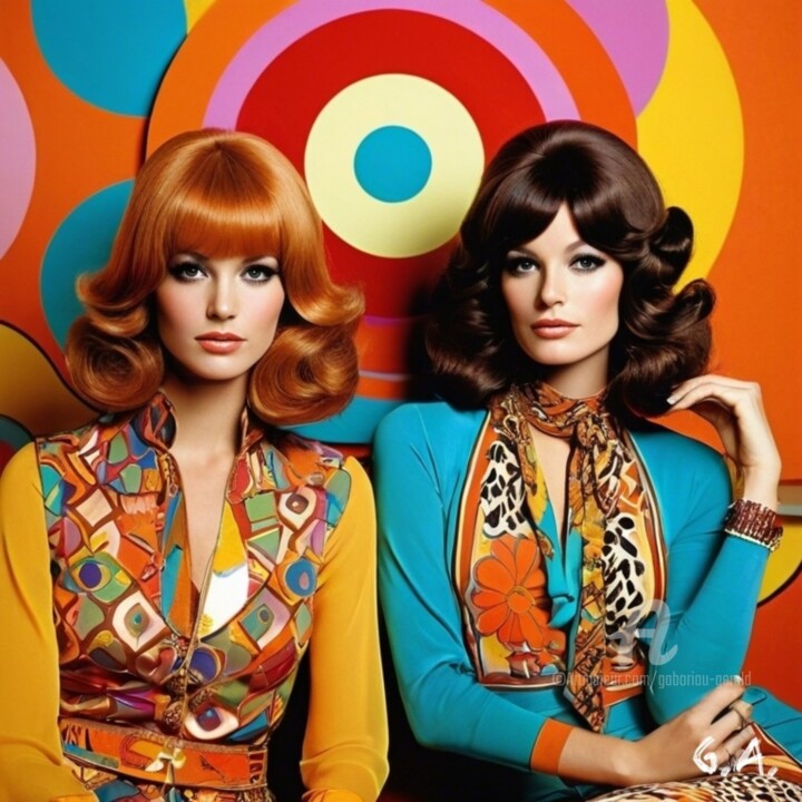 "MOD CHROMATICS: Femmes Anglaises en Pop Art Maximaliste | 数字艺术