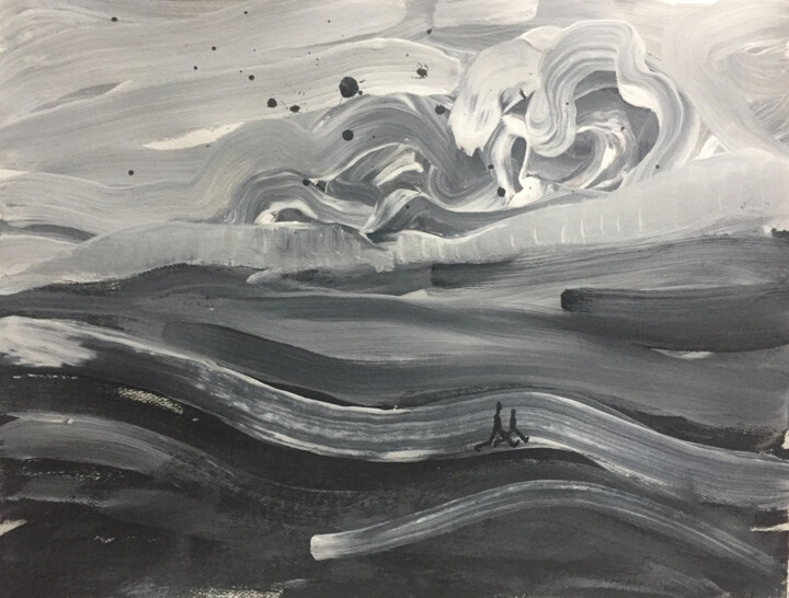 walk in progress/deux/le pays 绘画, 19.7x25.6 in