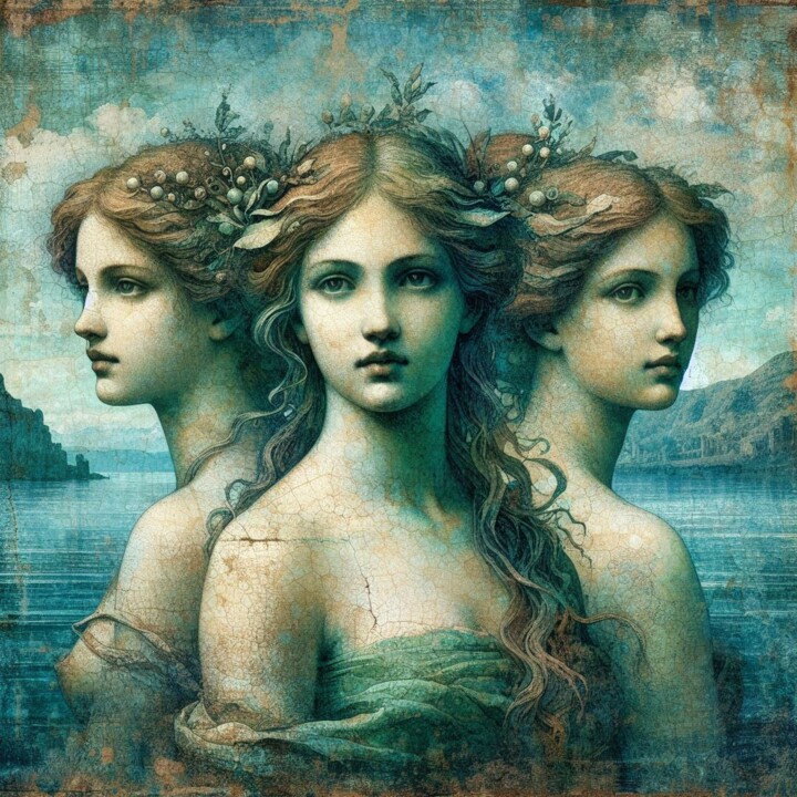 Trois regards 绘画, 23.6x23.6 in