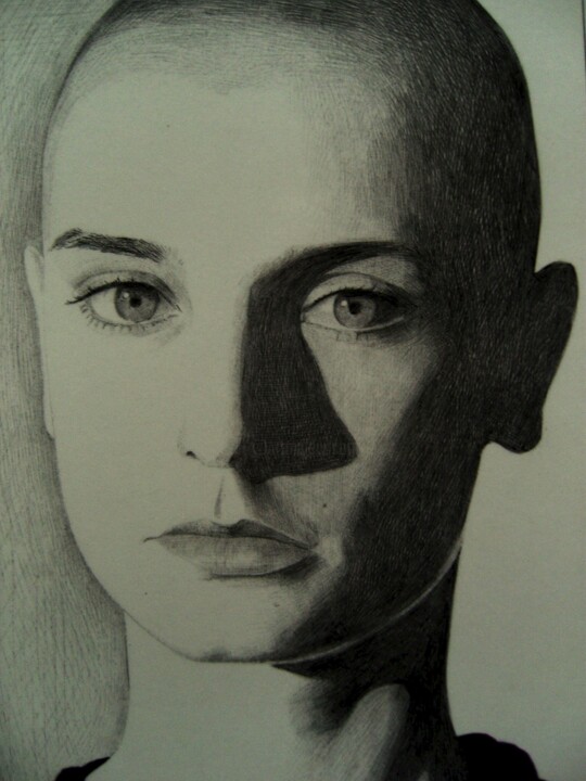 图画 标题为“Sinéad O'Connor II” 由Milto Sideris, 原创艺术品, 圆珠笔