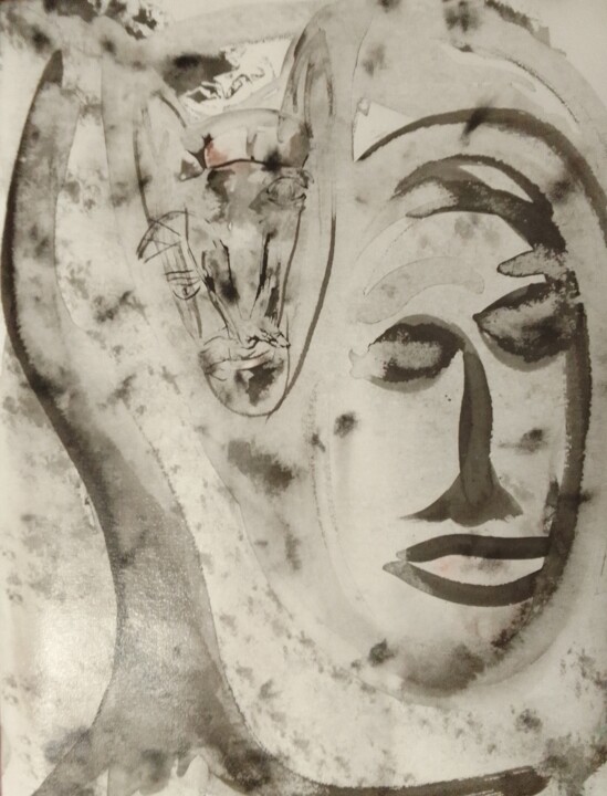 Homme de cheval 绘画, 15.8x11.8 in